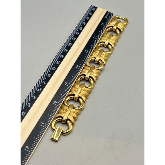 Vintage Givenchy Brushed Gold Tone Chain Link Bracelet Runway Couture - Picture 7 of 8